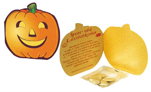Halloweenská reklamní kartička se semínky